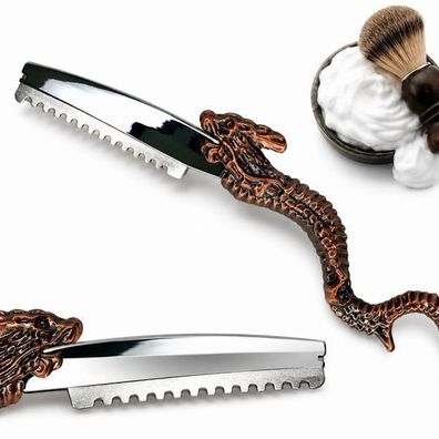 Professionelles Rasiermesser Barber-Razor Drachen-Design Bronze