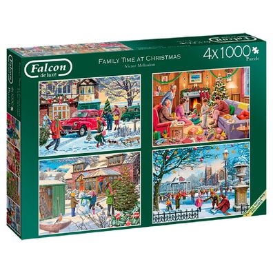 Family Time at Christmas 4x1000 Teile Puzzle