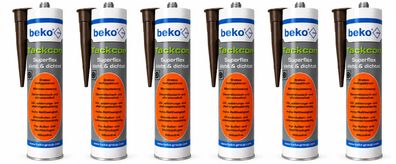 6x beko Tackcon Superflex Kleber Dichtmittel Elastisch Boot Wohnwagen braun