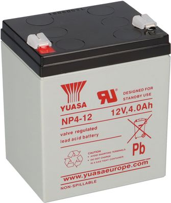 Yuasa NP4-12 AGM-Bleiakku 12V 4Ah – Faston F1 4,8 mm
