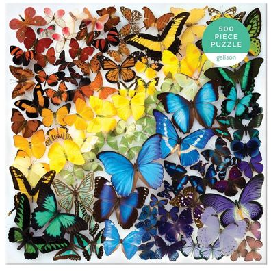 Galison Quadratisches Puzzle Regenbogen Schmetterlinge 500 Teile