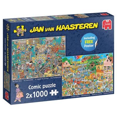 Jan van Haasteren Musikgeschäft & Urlaubsvorfreude 2x1000 Teile Puzzle