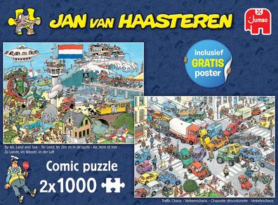 Jan van Haasteren Verkehrschaos + Zu Lande, im Wasser, In der Luft