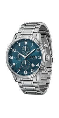 HUGO BOSS Herrenuhr Aeroliner Chronograph Blau Edelstahl 1513183