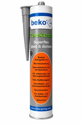 beko Tackcon Superflex Kleber Dichtmittel Elastisch Kfz Boot Wohnwagen grau