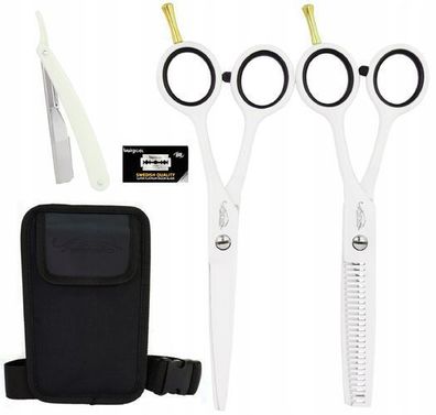 GEPARD Friseurset mit Modellier- & Haarschere 5,5", Holster & Rasiermesser