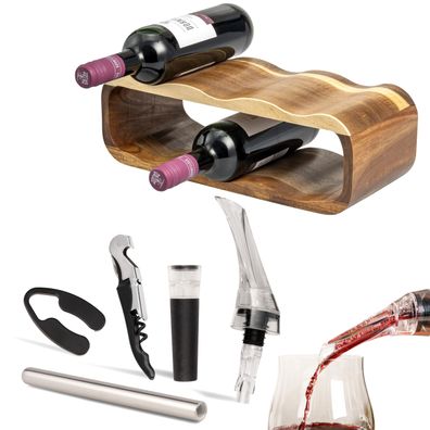 bremermann Weinregal-Set 6tlg. inkl. Dekanter-Ausgießer, Sommelier-Set