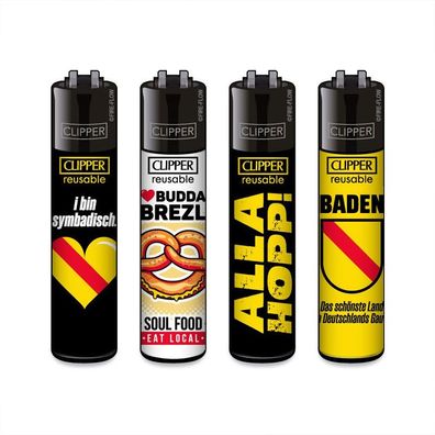 Clipper Reibradfeuerzeuge Baden - 4 Stück