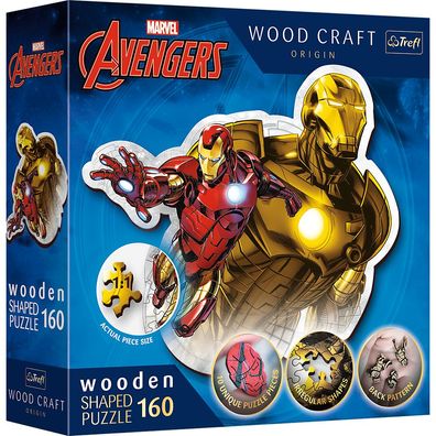 Trefl, Wood Craft, Tapferer Iron Man, 160 Teile Holzpuzzle