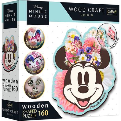 Trefl, Wood Craft, Stylische Minnie Maus, 160 Teile Holzpuzzle