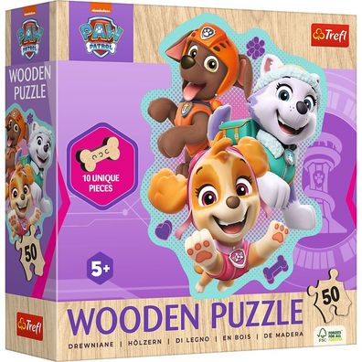 Trefl, Paw Patrol, Ein fröhlicher haufen Hunde, 50 Teile Holzpuzzle