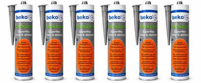 6x beko Tackcon Superflex Kleber Dichtmittel Elastisch Kfz Boot Wohnwagen grau