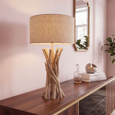 cagü: UNIKAT Design Tischlampe KEMANG Beige Treibholz handgefertigt 60cm