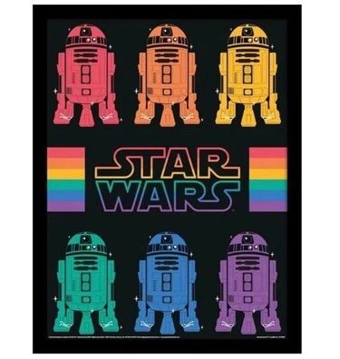 Gerahmte Poster Star Wars Pride - R2D2 Rainbow 34.3 × 44.5 cm