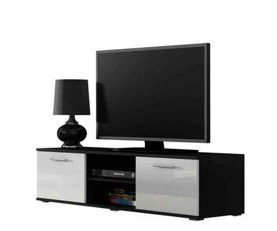 Fernsehschrank Soho S-4modernes Wohnzimmer Schwarz / Weiß Hochglanz