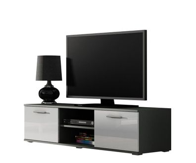 Fernsehschrank Soho S-4 modernes Wohnzimmer Grau / Weiß Hochglanz