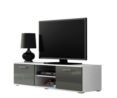 Fernsehschrank Soho S-4 modernes Wohnzimmer Weiß / Grau Hochglanz