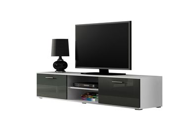 Fernsehschrank Soho S-3 modernes Wohnzimmer Weiß / Grau Hochglanz