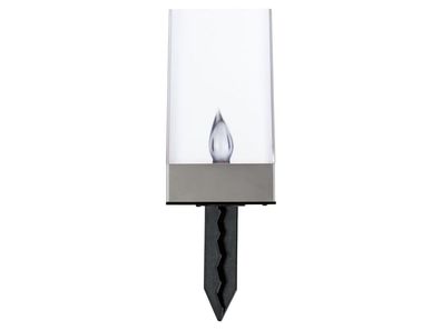 LED Solar Leuchte Fakel klein Flammen Effekt Edelstahl Silber IP44