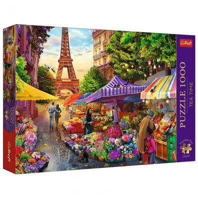 Puzzle - Tea Time - Blumenmarkt in Paris - 1000 Teile