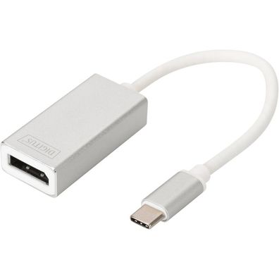 USB Adapter, USB-C Stecker > DisplayPort 4K Buchse (weiß/silber, 20cm)
