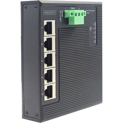 Digitus Switch Ind. 5-Port Gigabit Flat Unmanaged schwar