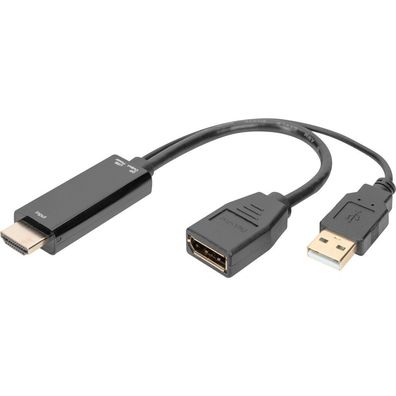 Digitus 4K HDMI Adapter - HDMI auf DisplayPort 0,2m schwarz