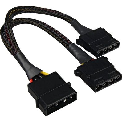 Sharkoon Y-Stromkabel 4Pin 5,25" > 2x 4Pin 5,25", Y-Kabel (schwarz, 15cm)