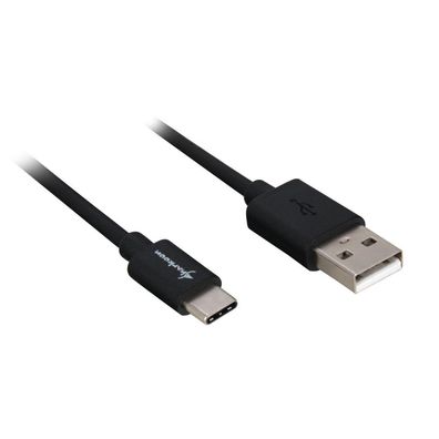 USB 2.0 Kabel, USB-A Stecker > USB-C Stecker (schwarz, 0,5 Meter)