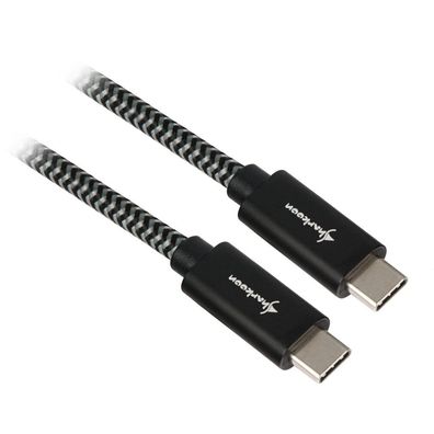 USB 3.2 Gen 2 Kabel, USB-C Stecker > USB-C Stecker (schwarz/grau, 1 Meter, gesleevt)