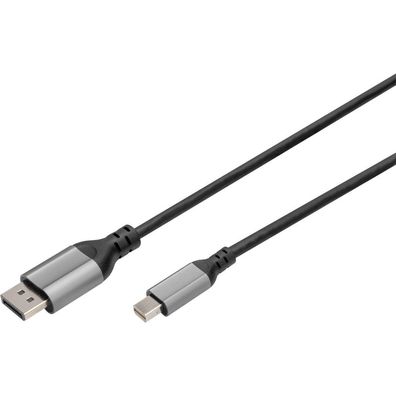 Digitus 8K DisplayPort Kabel 1.4 60Hz, mini DP/DP, Alu schwarz 2m