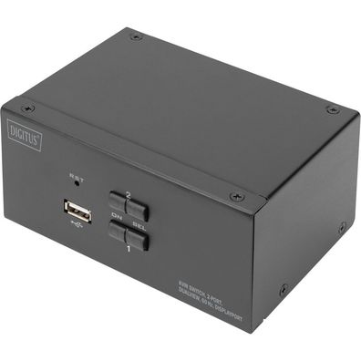 Digitus KVM Switch, 2-Port, 4K60Hz, 4xDP in,2xUSB-B,2xAudio