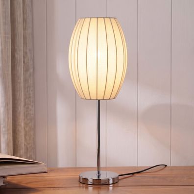 cagü: Design Retro Lounge Tischlampe Tischleuchte (LOOP PRISMA] Weiß Stoff 60cm
