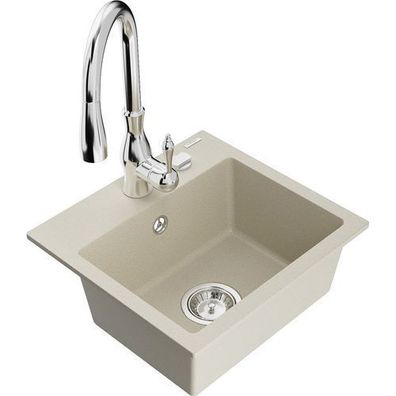 Mexen Milo Granit-Spüle mit Mischbatterie, Beige