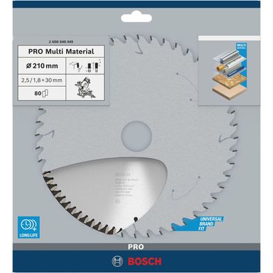 Bosch Bosch Kreissägeblatt Multi Material 210x30x2,5 mm 80T TR-F - 2608640445
