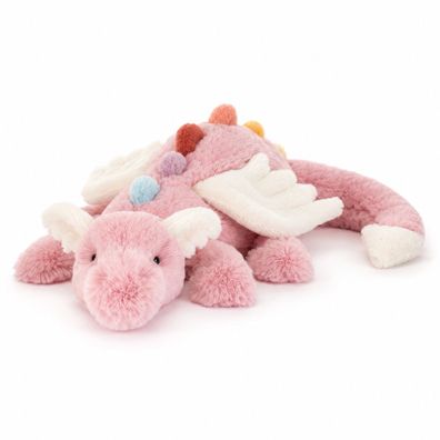 Jellycat Duskrise Dragon rosa Plueschdrache mit weissen Fluegeln 50 cm