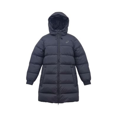Asics Lange Daunenjacke Herren Wintermantel mit Kapuze Schwarz 2031C502-001