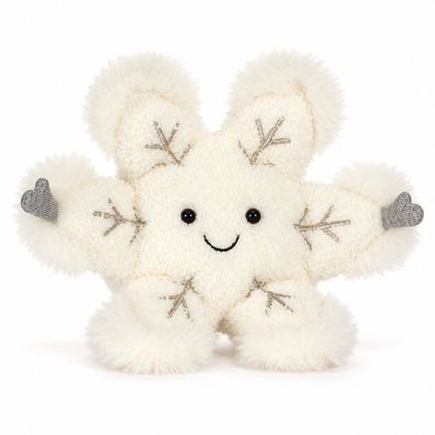Jellycat Amuseables Snowflake cremeweisse Pluesch-Schneeflocke mit Silberdetails