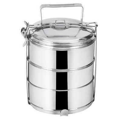 Dreistöckige Lunchbox aus Stahl, 3 x 1,3 l