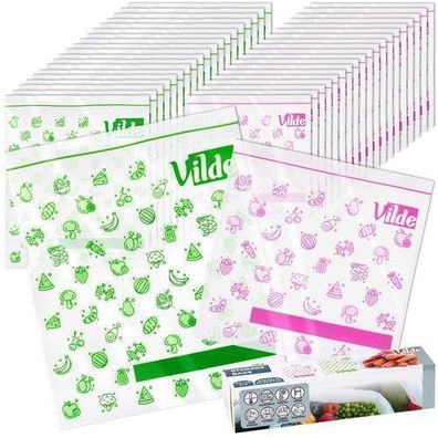 Ziplock-Lebensmittelbeutel 20,5 x 21 cm / 24 x 29 cm, 40 Stück