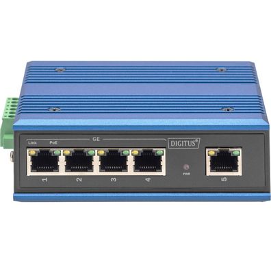 Digitus Switch Ind. 4-Port Gigabit 30W PoE Unmanaged blau