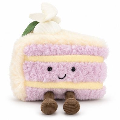 Jellycat Amuseables Yulan Taro Cake lila Pluesch-Tortenstueck mit Magnolienbluete