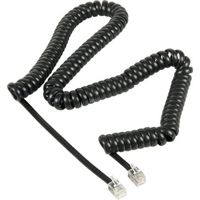 Höreranschlusskabel (spiral) (schwarz, 4 Meter)