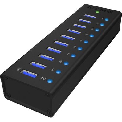 Icy Box Hub 10-Port IcyBox USB 3.0 IB-AC6110 mit USB Ladeanschluss