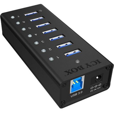 Icy Box Hub 7-Port IcyBox USB 3.0 IB-AC618 Aluminium Gehäuse