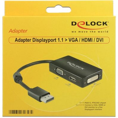 Delock DELOCK Displayport Adapter DP -> D-Sub15/HDMI/DVI St/Bu sw