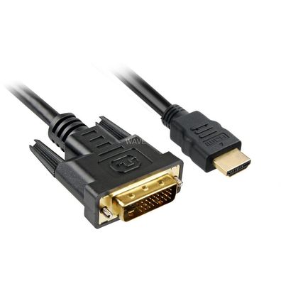 Adapterkabel HDMI > DVI-D (schwarz, 3 Meter, Dual Link, 24 + 1)