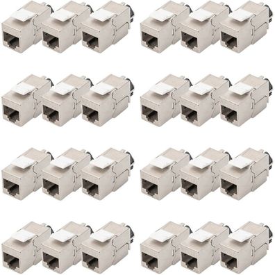 CAT 6A Keystone Modul, geschirmt (silber, 24 Stück)