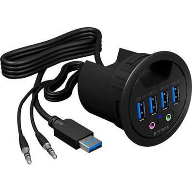 Icy Box Hub 4-Port IcyBox USB 3.0 IB-Hub1403A Tisch-Hub mit Audio retail