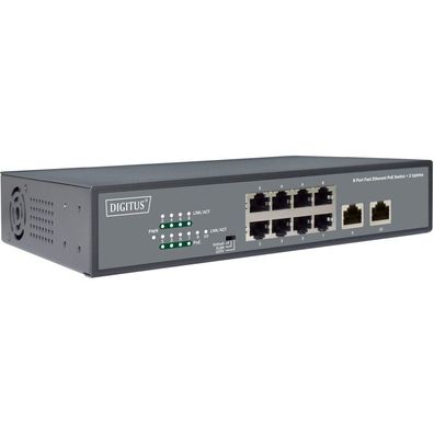 8-Port Fast Etherent PoE-Switch + 2 Uplinks (schwarz)